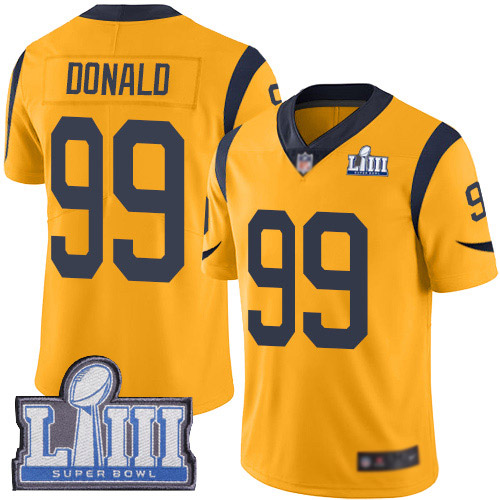 Los Angeles Rams Limited Gold Men Aaron Donald Jersey NFL Football #99 Super Bowl LIII Bound Rush Vapor Untouchable->los angeles rams->NFL Jersey